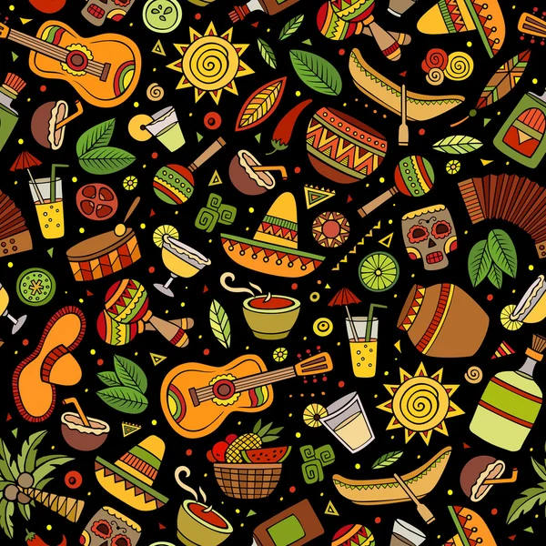 Cartoon Mexicaanse naadloze patroon — Stockvector