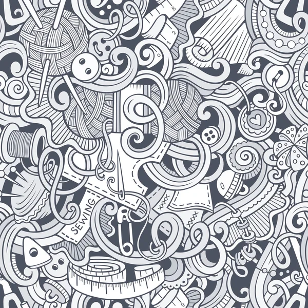 Desenhos animados artesanais e costura doodles padrão sem costura — Vetor de Stock