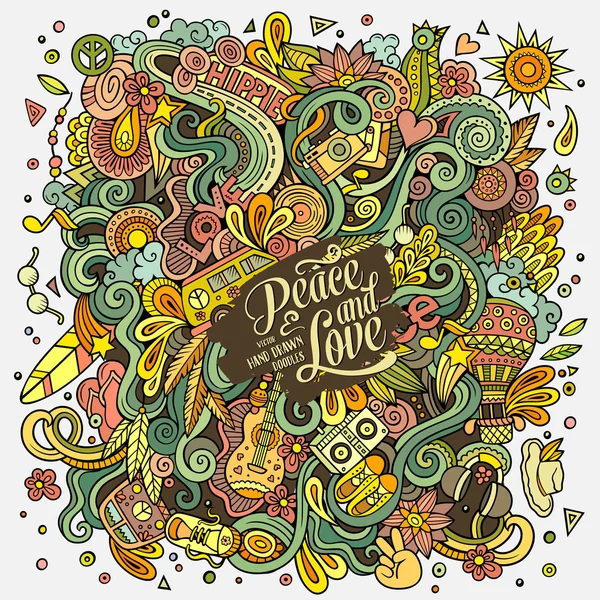 Χέρι-που καρτούν doodles hippie εικονογράφηση — Διανυσματικό Αρχείο