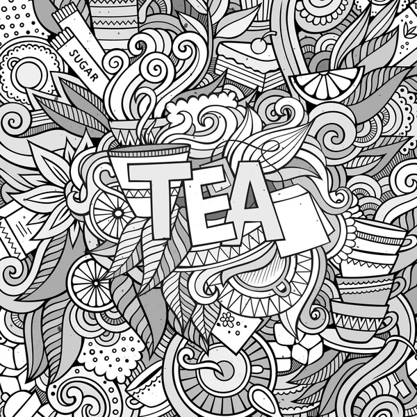 Τσάι χέρι γράμματα και doodles στοιχεία φόντου. — Διανυσματικό Αρχείο