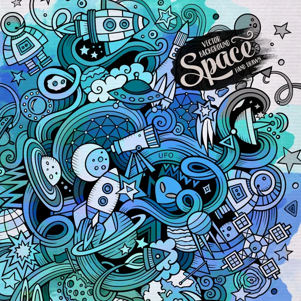Tecknad handritade doodles Space illustration — Stock vektor