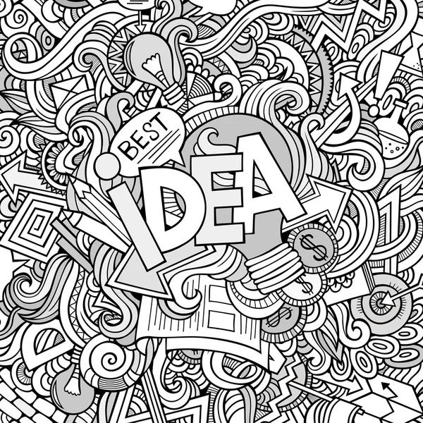 Ideia mão lettering e doodles elementos de fundo — Vetor de Stock