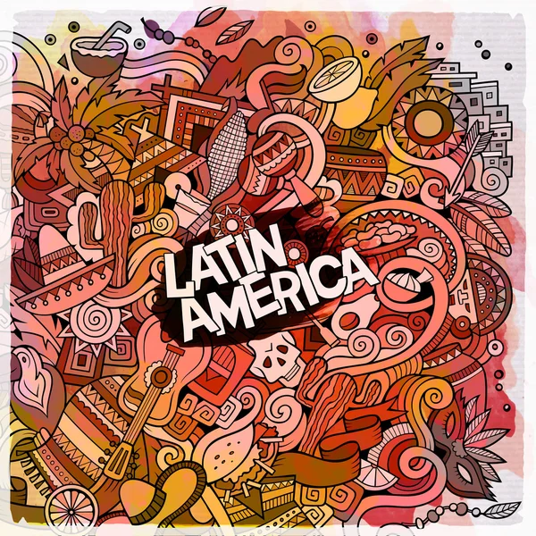 Kreskówka rysowane ręcznie gryzmoły ilustracja Ameryki Łacińskiej — Wektor stockowy