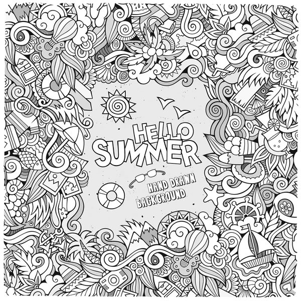 Doodles abstrakten dekorativen Sommer Vektor Rahmen — Stockvektor