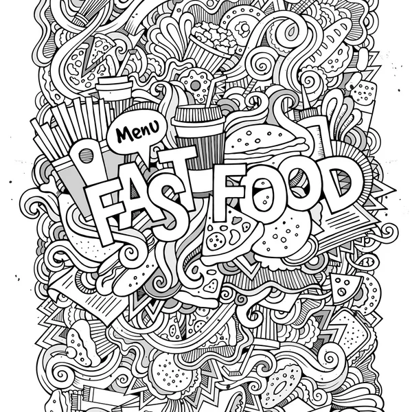 快餐食品涂鸦元素 — 图库矢量图片