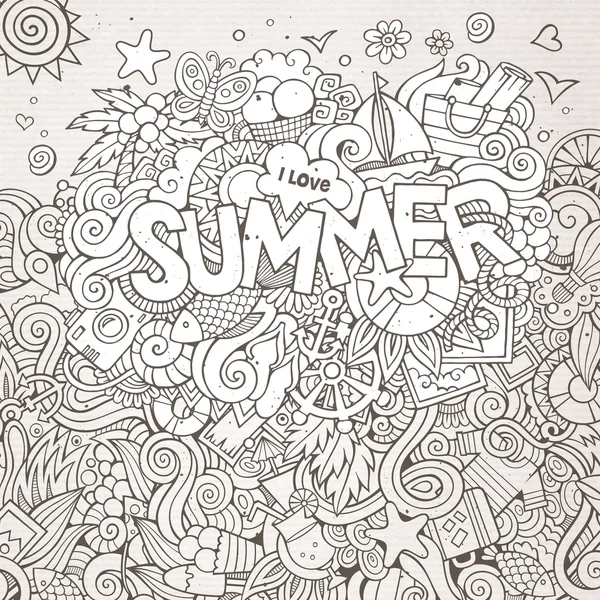 Doodles fondo decorativo abstracto de verano — Vector de stock