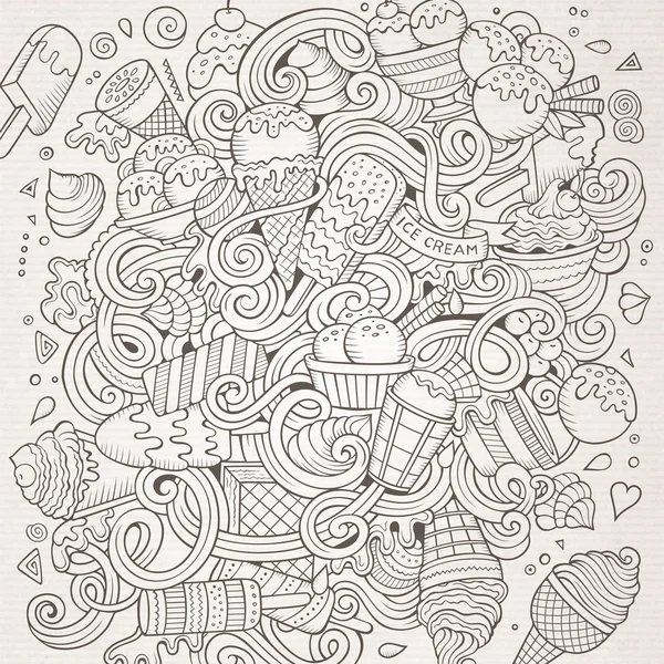 Kézzel rajzolt karikatúra doodles Ice Cream illusztráció — Stock Vector