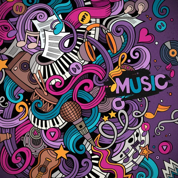 Dibujos animados dibujados a mano garabatos Ilustración musical — Vector de stock