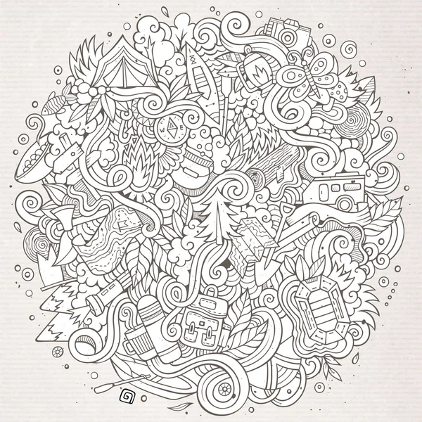 Illustration de camp de gribouillis dessinés à la main — Image vectorielle