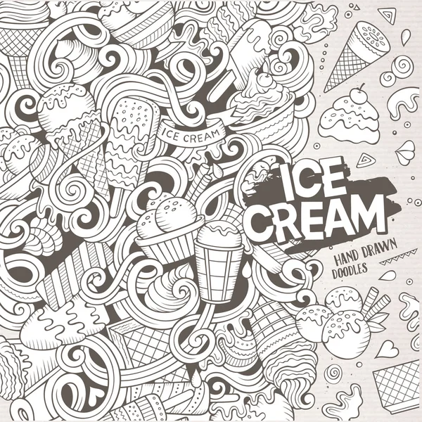 Desenhos animados desenhados à mão doodles Ice Cream ilustração — Vetor de Stock