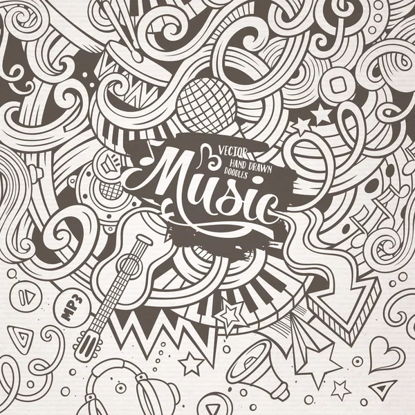 Kézzel rajzolt karikatúra doodles zenei illusztráció — Stock Vector