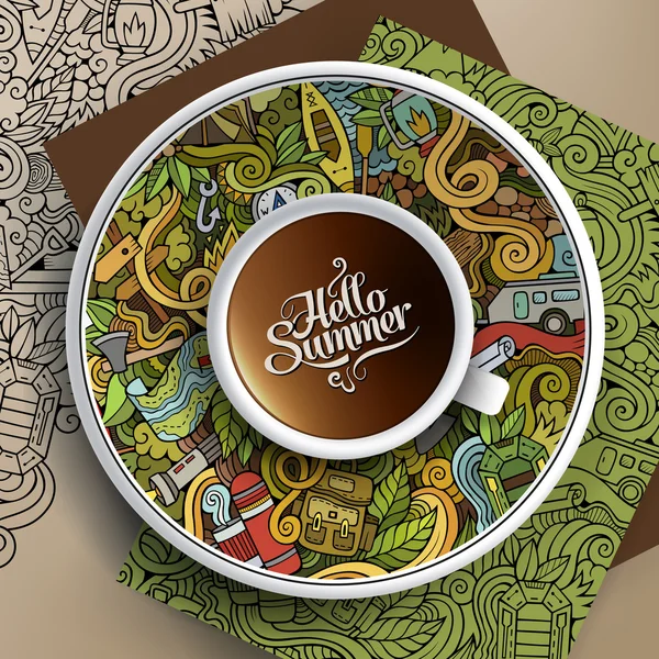 Coupe vectorielle de café camp doodle — Image vectorielle