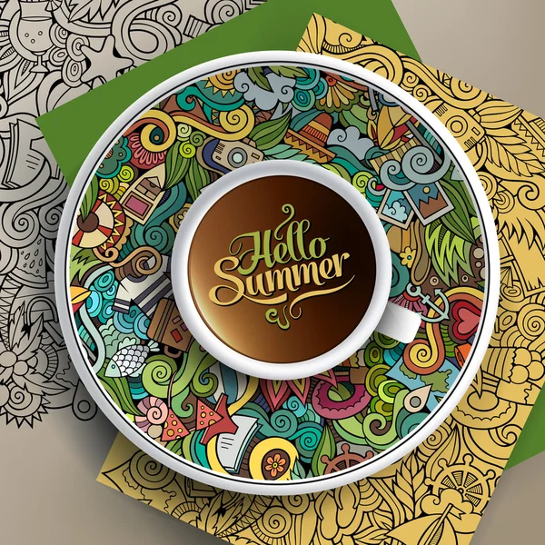 Vector kopp kaffe sommaren doodle — Stock vektor