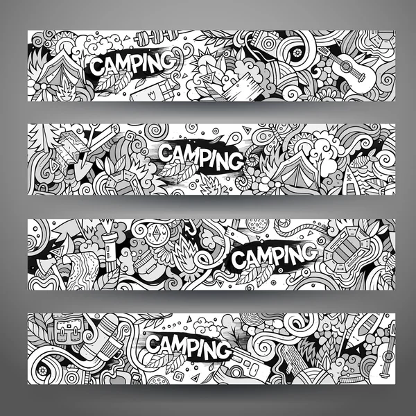 Cartoon-Vektor handgezeichnet Camp Doodle Corporate Identity — Stockvektor