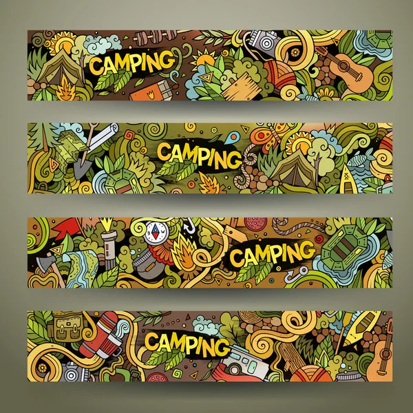 Cartoon vector hand-drawn camp doodle banners — Stock Vector