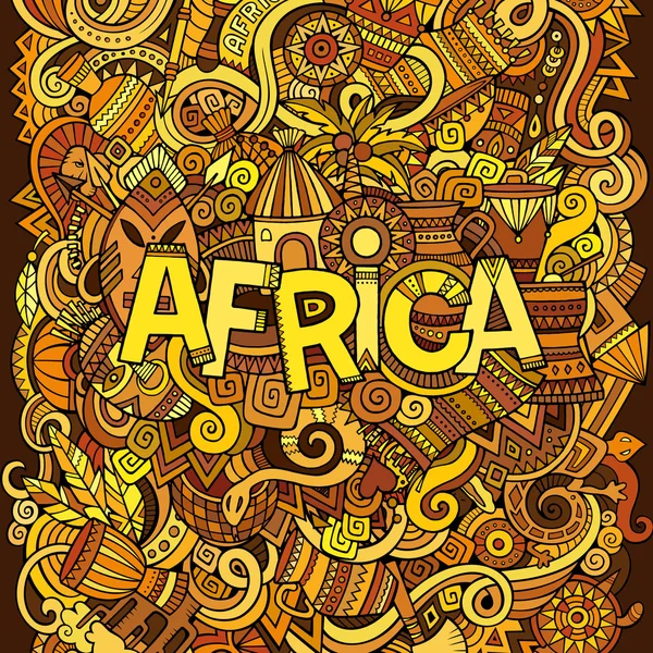 Desenhos animados doodles bonito mão desenhada ilustração africana . — Vetor de Stock