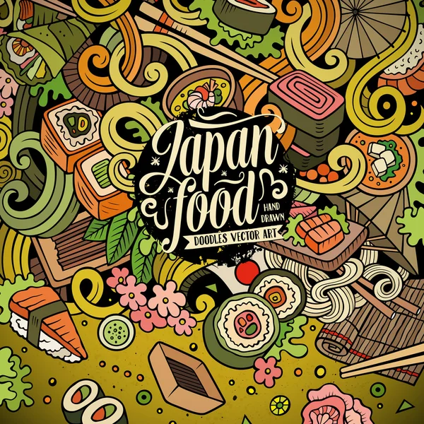 Desenhos animados desenhados à mão doodles Japão ilustração alimentar . —  Vetores de Stock