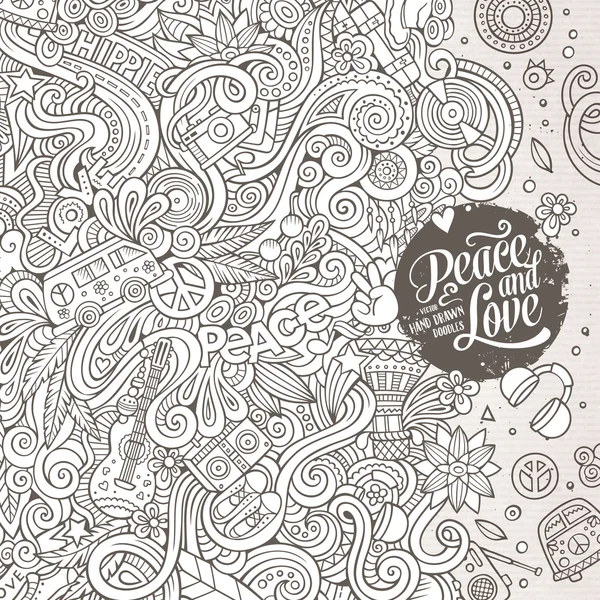 Hippie hand drawn doodle banner cartoon detailed Vector Image