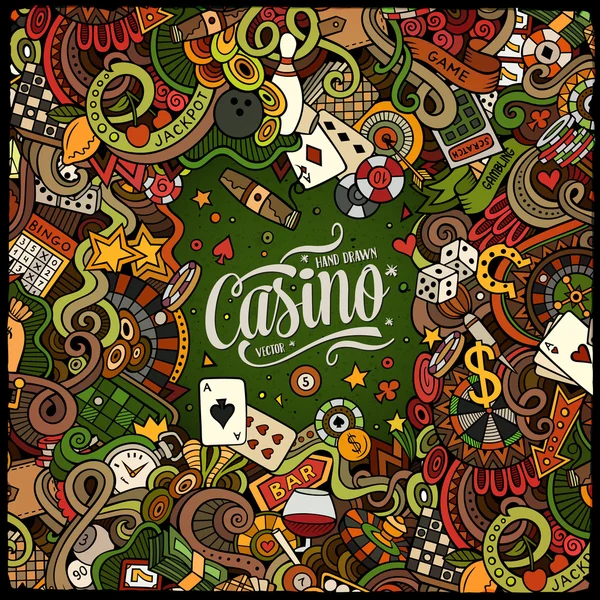 Desenhos animados doodles casino frame design —  Vetores de Stock