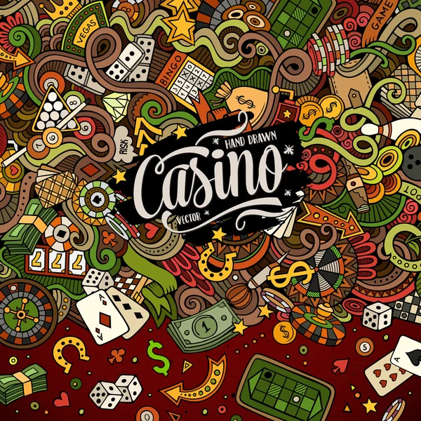 Desenhos animados doodles casino frame design — Vetor de Stock