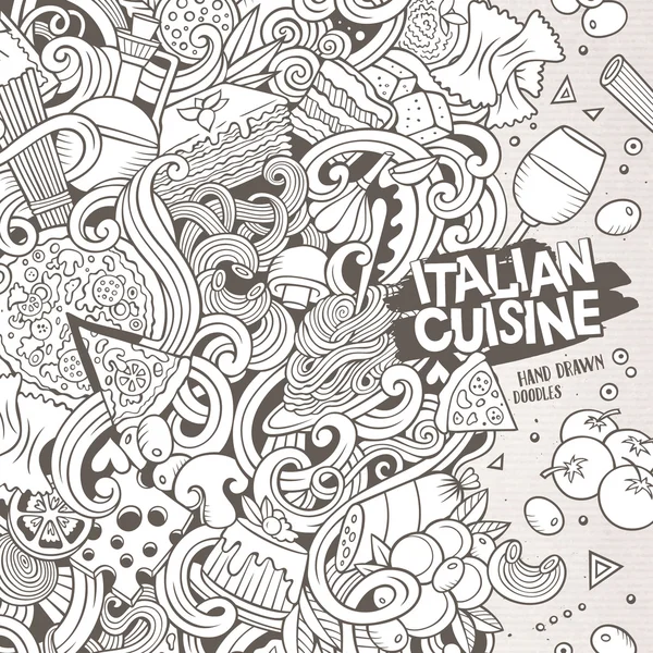 Kreskówka, ręcznie rysowane doodles ilustracja jedzenie włoskie — Wektor stockowy