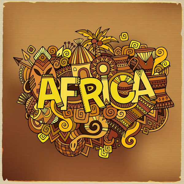 Африка рука написи та логотипи елементами фону — стоковий вектор