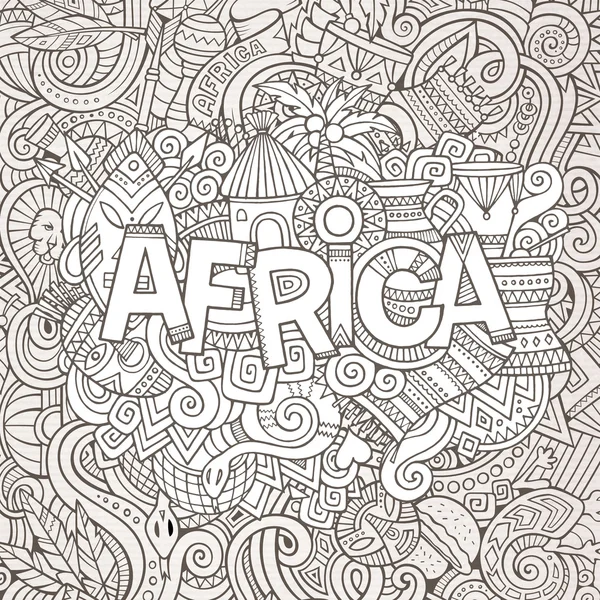 Cartoon cute doodles hand drawn african illustration. — Stock Vector