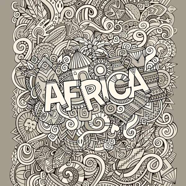 Dibujos animados garabatos lindo dibujado a mano ilustración africana . — Vector de stock