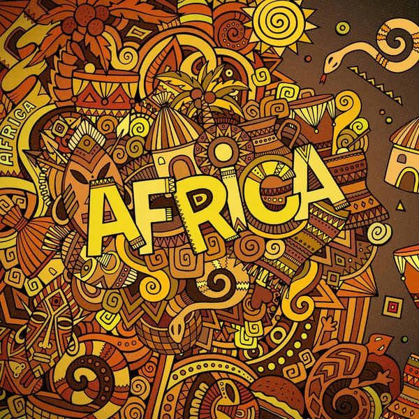 Dibujos animados garabatos lindo dibujado a mano ilustración africana . — Vector de stock