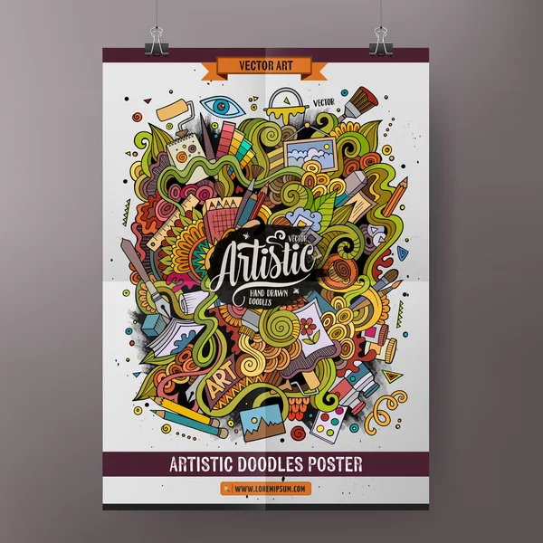 Desenhos animados doodles Art modelo de cartaz — Vetor de Stock