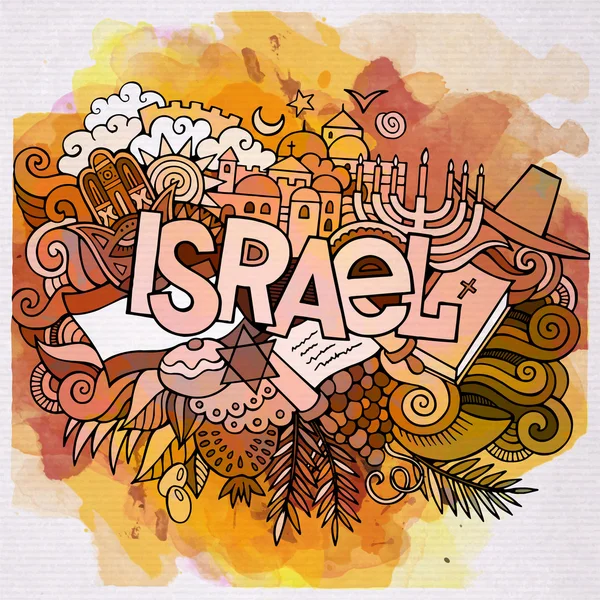 Cartoon vector hand drawn doodle Israel illustration — Stock Vector