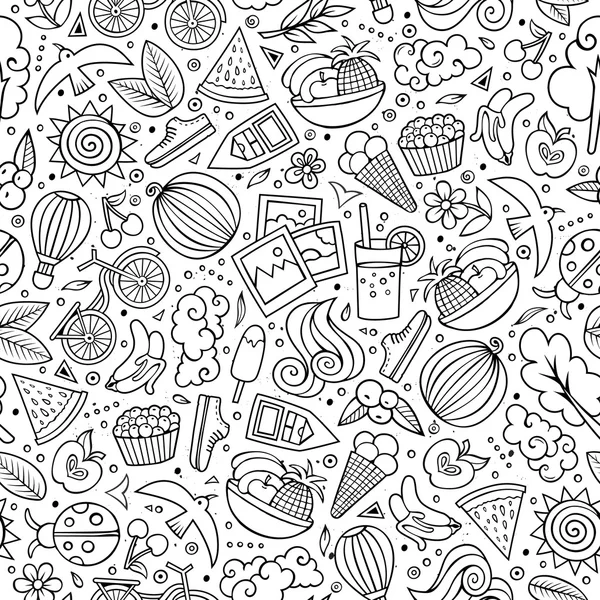 Cartoon summer time seamless pattern - Stok Vektor