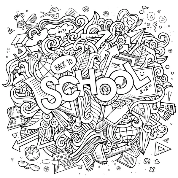 Cartoon cute doodles school illustration — Stock Vector