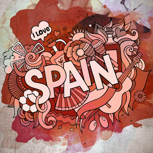 Κινούμενα σχέδια διάνυσμα χέρι σκίτσο Ισπανία εικονογράφηση. — Διανυσματικό Αρχείο