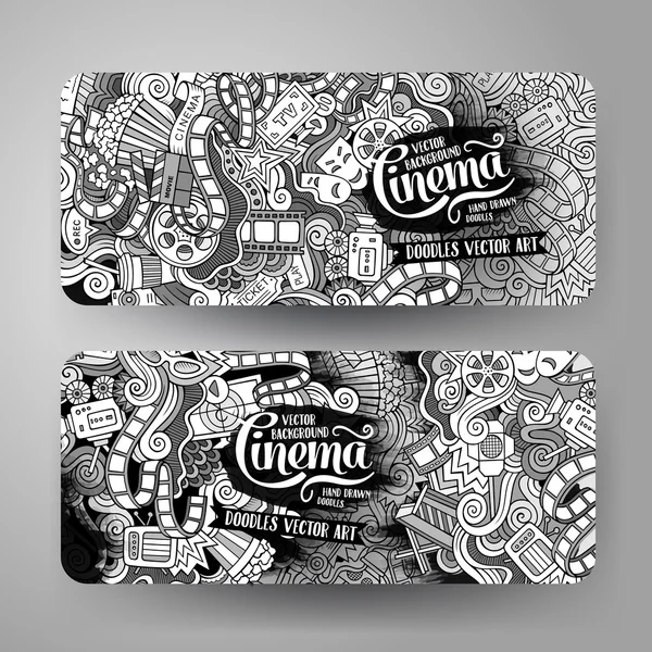 Cartoon vector doodles banners de cinema —  Vetores de Stock