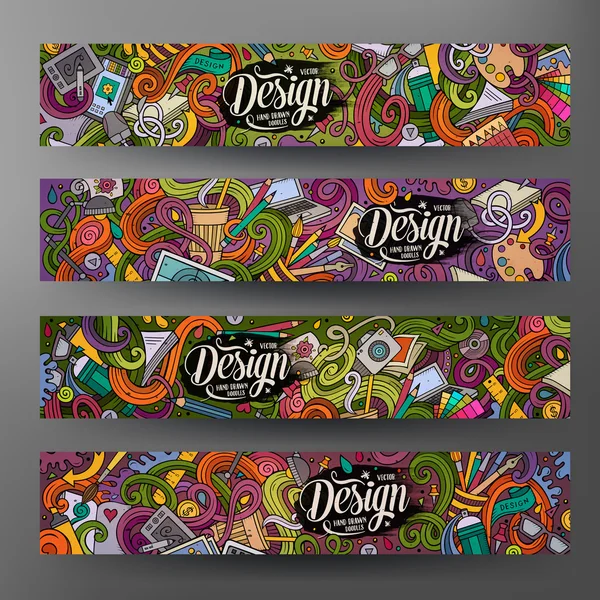 Cartoon vector doodles banners artísticos — Vetor de Stock