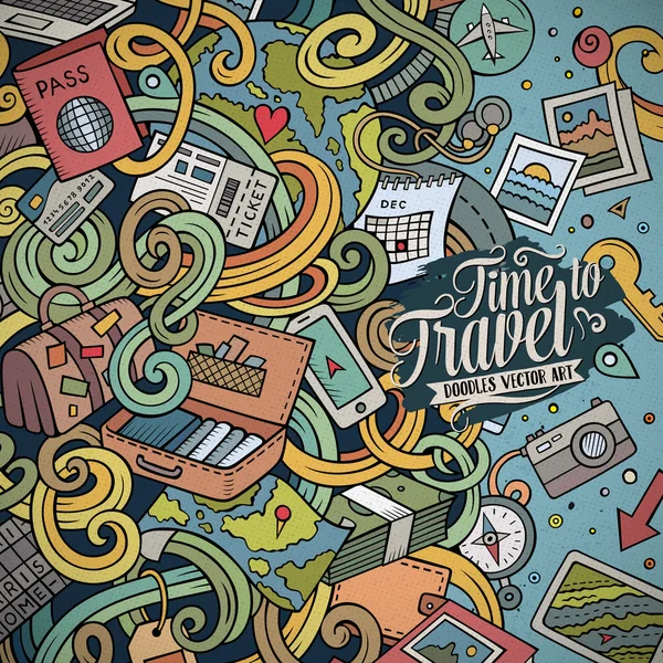 Tecknad söt doodles Travel frame design — Stock vektor