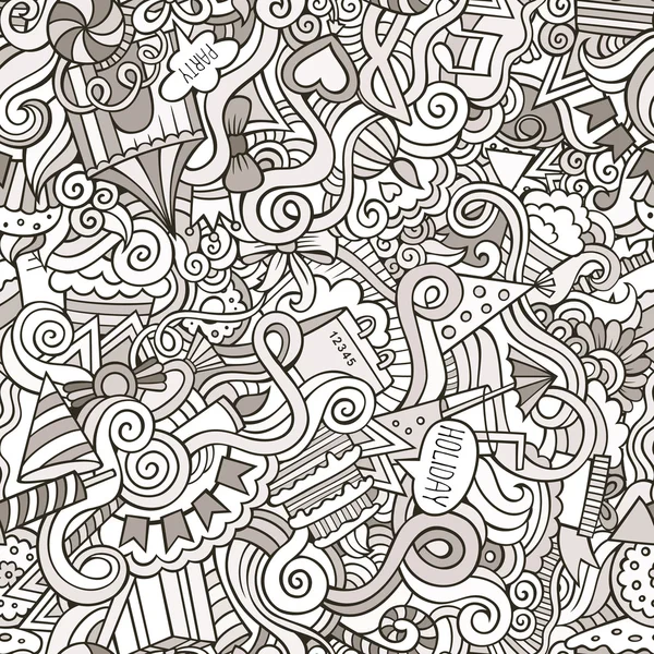 Desenhos animados doodles mão desenhado feriados sem costura padrão —  Vetores de Stock