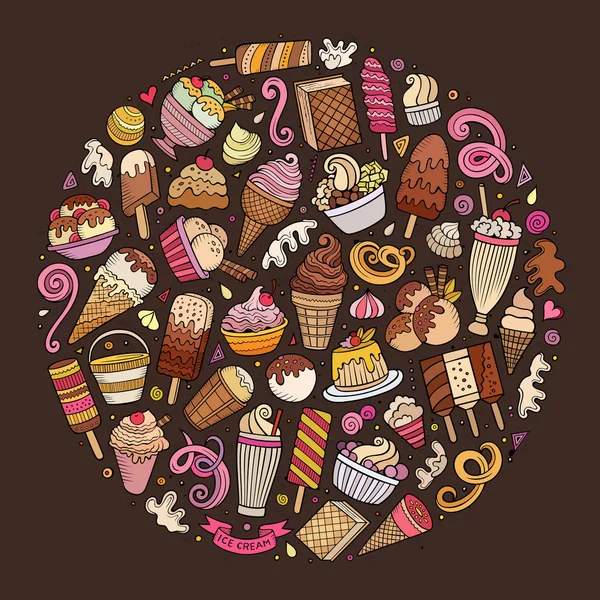 Набір мультяшних каракулів морозива — стоковий вектор
