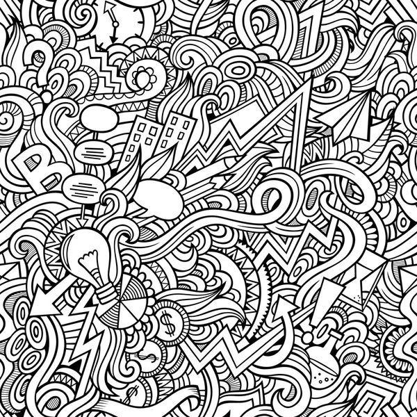 Cartoon söta doodles hand dras idé seamless mönster — Stock vektor