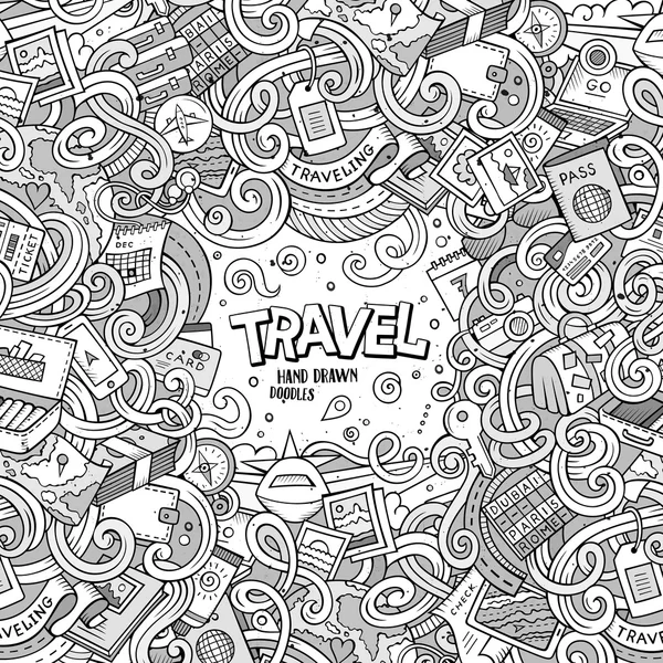 Tecknad söt doodles Travel frame design — Stock vektor