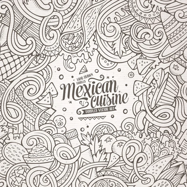 Desenhos animados comida mexicana doodles ilustração — Vetor de Stock