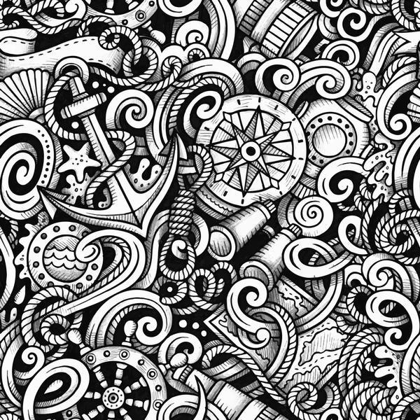 Dessin animé griffes dessinées à la main Nautique et marine motif sans couture — Image vectorielle
