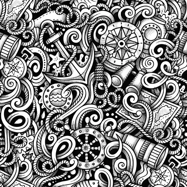 Dessin animé griffes dessinées à la main Nautique et marine motif sans couture — Image vectorielle
