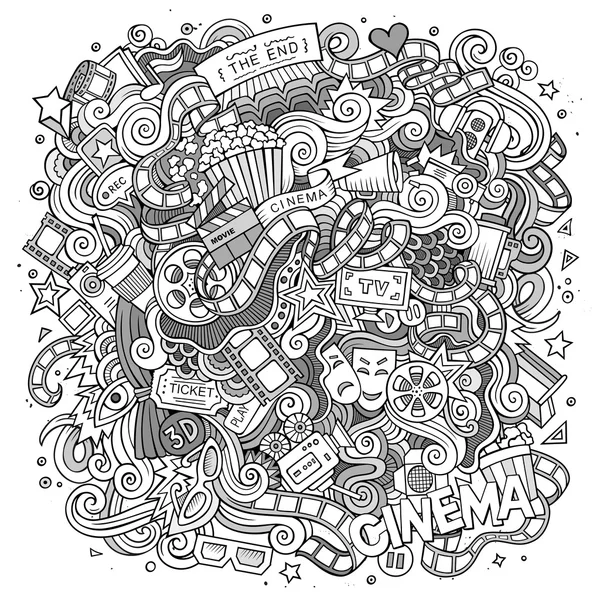 Kreskówka doodles konstrukcja ramy kina — Wektor stockowy