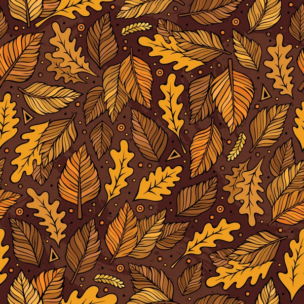 Cartoon cute hand drawn Autumn seamless pattern — Stock Vector