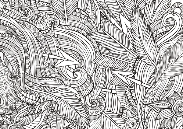 Útržkovité abstraktní čmáranice rukou nakreslené etnický vzor — Stock fotografie