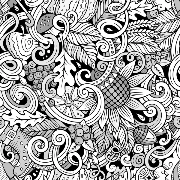 만화 귀여운 낙서가 완벽 한 패턴 — 스톡 벡터