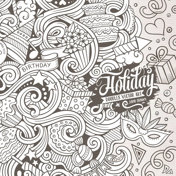 Cartoon met de hand getekend doodles vakantie illustratie — Stockvector