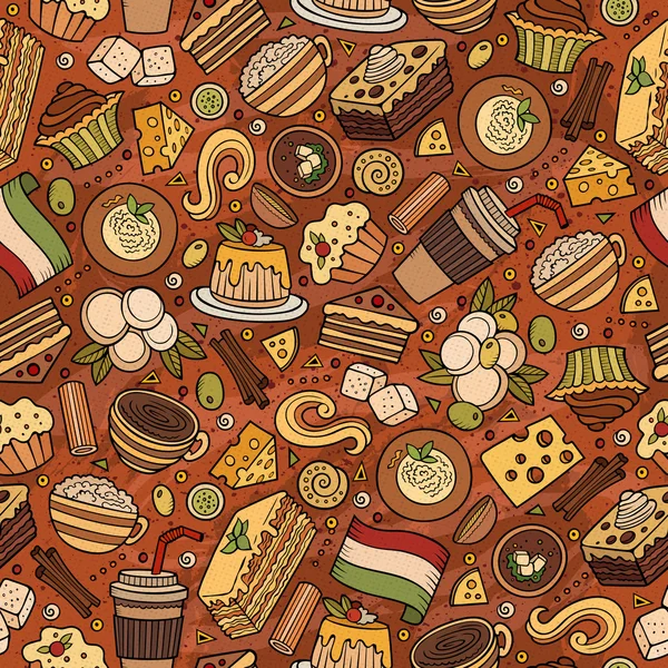Kreskówka Ładna ręcznie rysowane wzór włoski żywności. — Wektor stockowy